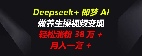 Deepseek+即梦AI，做养生操视频变现，轻松涨粉38W+，月入一W+-小利资料站