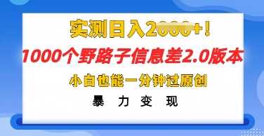 2025抖音1000个野路子信息差最新玩法，一分钟过原创，暴力变现月入几k-小利资料站