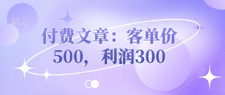 付费文章：客单价500，利润300-小利资料站