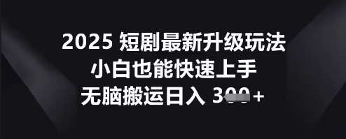 2025短剧最新升级玩法，小白也能快速上手，无脑搬运日入3张-小利资料站