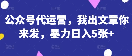 公众号代运营，我出文章你来发，暴力日入5张+【揭秘】-小利资料站