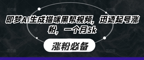 即梦AI生成猫咪黑帮视频，迅速起号涨粉，一个月5k-小利资料站