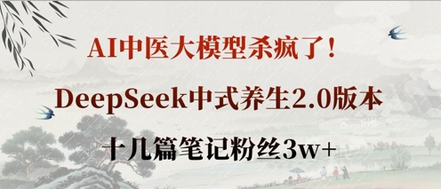 AI中医大模型杀疯了！DeepSeek中式养生2.0版本，十几篇笔记粉丝3w+-小利资料站