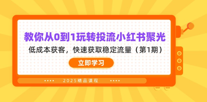 （14260期）教你从0到1玩转投流小红书聚光，低成本获客，快速获取稳定流量（第1期）-小利资料站