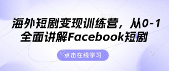 海外短剧变现训练营，从0-1全面讲解Facebook短剧-小利资料站