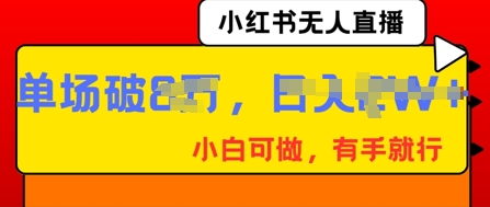小红书无人直播，纯小白可做，有手就行，单场直播销售额破8w-小利资料站