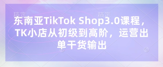 东南亚TikTok Shop3.0课程，TK小店​从初级到高阶，运营出单干货输出-小利资料站