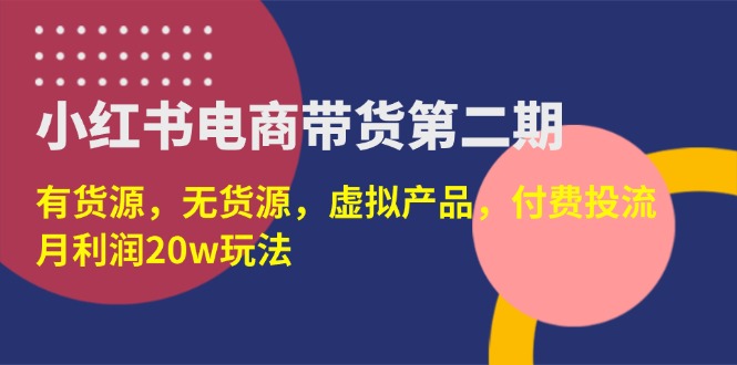 （14186期）小红书电商带货第二期，有货源，无货源，虚拟产品，付费投流，月利润20w-小利资料站