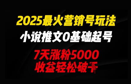 2025最火营销号玩法：小说推文0基础起号，7天涨粉5000，收益轻松破k-小利资料站