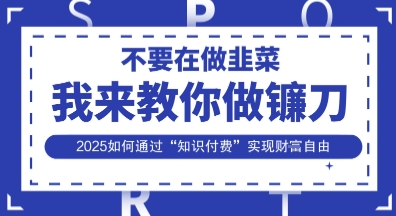 韭菜生涯终结者，我来教你做镰刀，2025如何通过“知识付费”实现财F自由【揭秘】-小利资料站