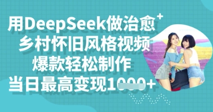 用DeepSeek做治愈乡村怀旧风格视频，爆款轻松制作，当日最高变现多张-小利资料站